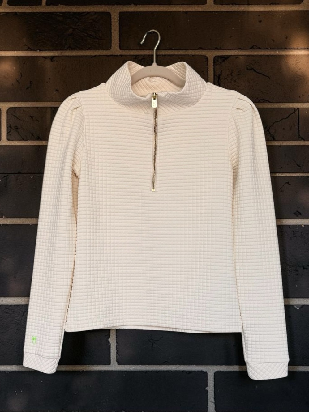 908 Dudley Stephens Sabrina Puff Sleeve Pullover Cream Waffle XS